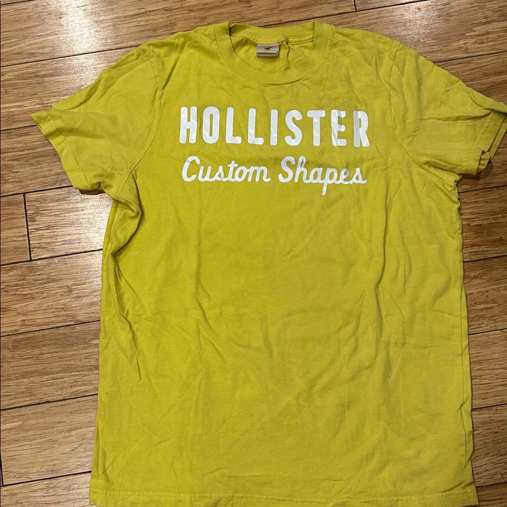 Hollister Bright Yellow Tee with White Text